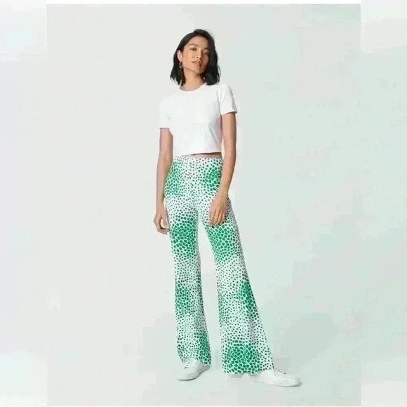 Diane Von Furstenberg Pants - Diane von furstenberg Brooklyn Flared Pants in Flora Nocturna Green